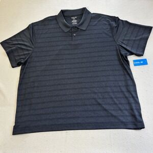 Haggar Cool 18 Polo Shirt Mens XXL Gray NWT Striped Short Sleeve Golf Top Casual